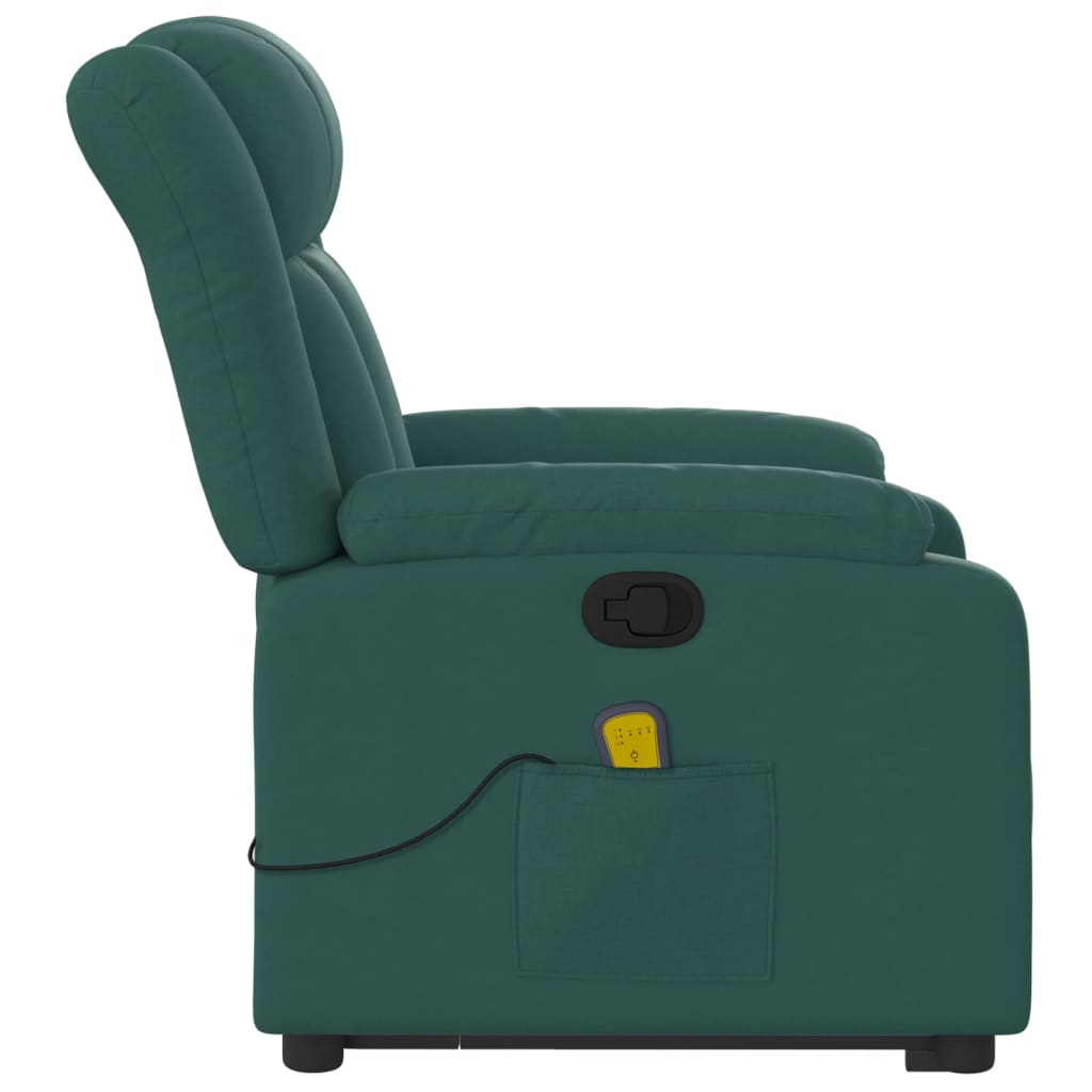 Fauteuil inclinable de massage Vert foncé Tissu Fauteuils vidaXL