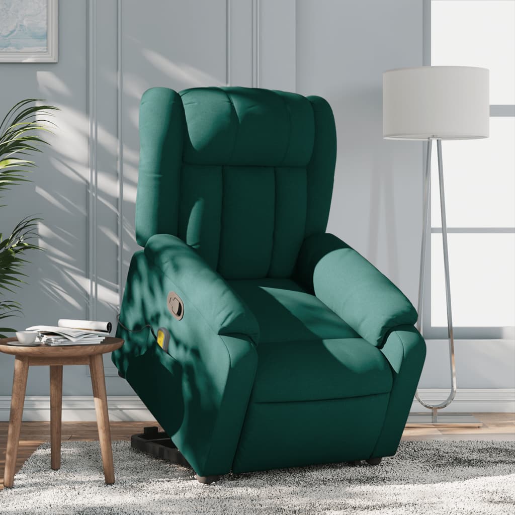 Fauteuil inclinable de massage Vert foncé Tissu Fauteuils vidaXL