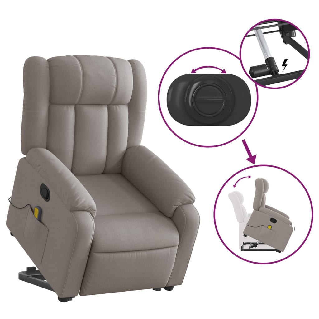 Fauteuil inclinable de massage Taupe Tissu - Xios Store SNC