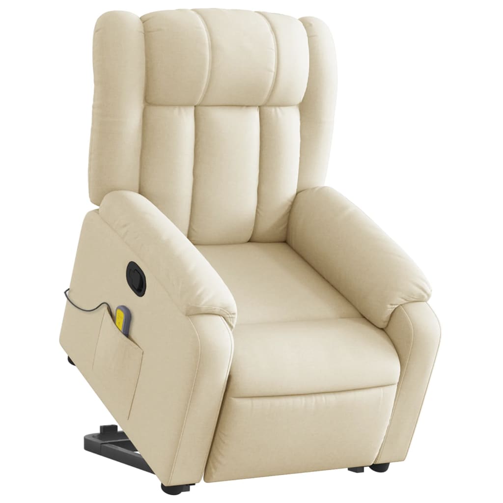 Fauteuil inclinable de massage Crème Tissu Fauteuils vidaXL