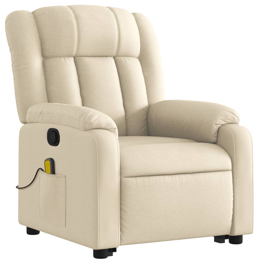 Fauteuil inclinable de massage Crème Tissu Fauteuils vidaXL