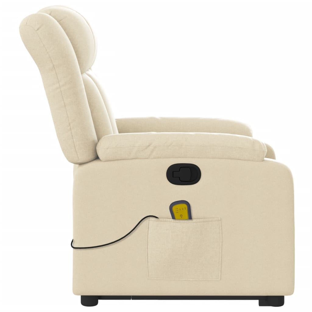 Fauteuil inclinable de massage Crème Tissu Fauteuils vidaXL