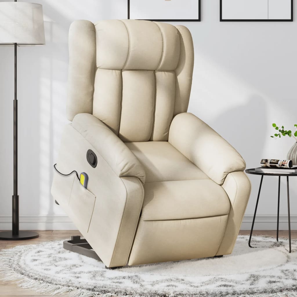 Fauteuil inclinable de massage Crème Tissu Fauteuils vidaXL