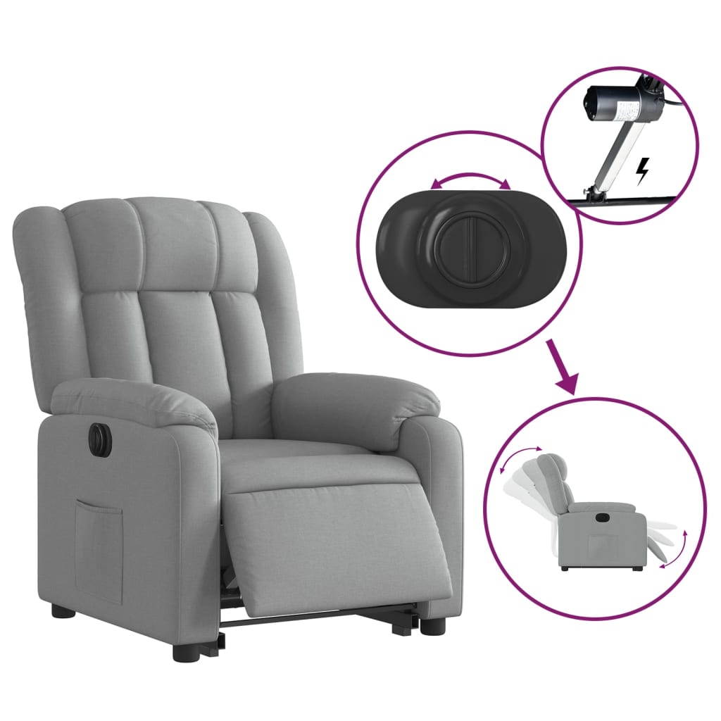 Fauteuil inclinable électrique gris clair tissu - Xios Store SNC