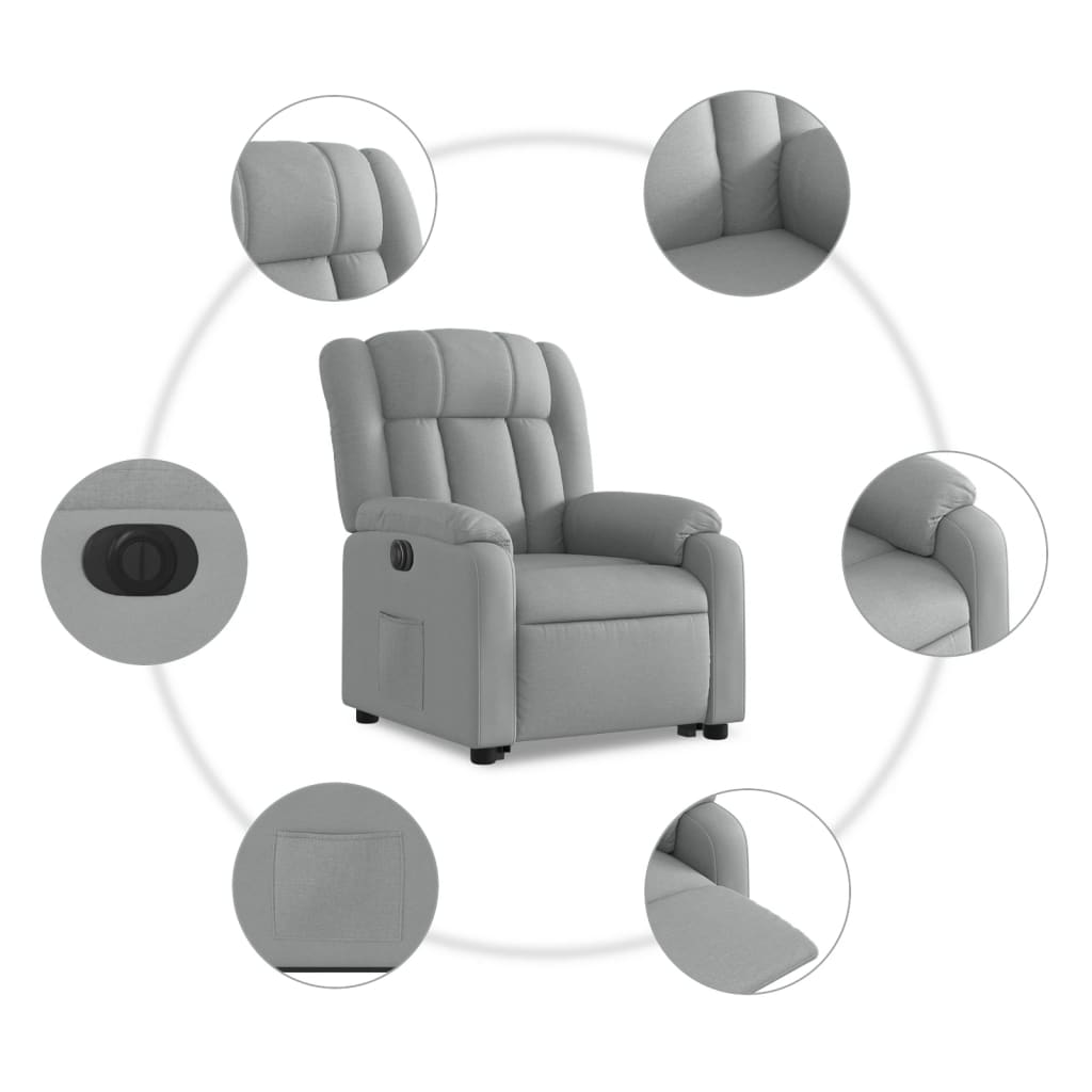 Fauteuil inclinable électrique gris clair tissu - Xios Store SNC