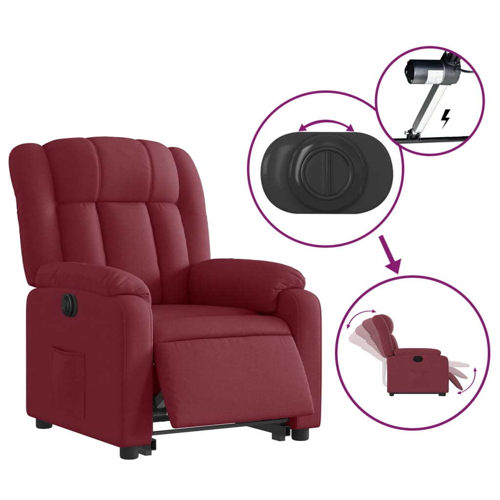 Fauteuil inclinable électrique rouge bordeaux tissu - Xios Store SNC