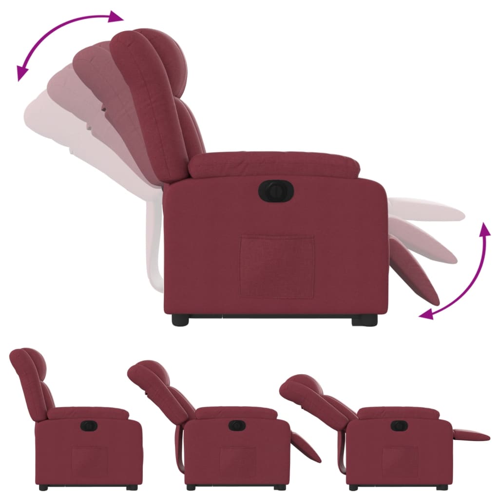 Fauteuil inclinable électrique rouge bordeaux tissu - Xios Store SNC