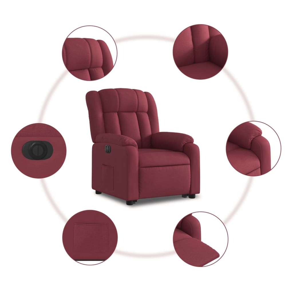 Fauteuil inclinable électrique rouge bordeaux tissu - Xios Store SNC