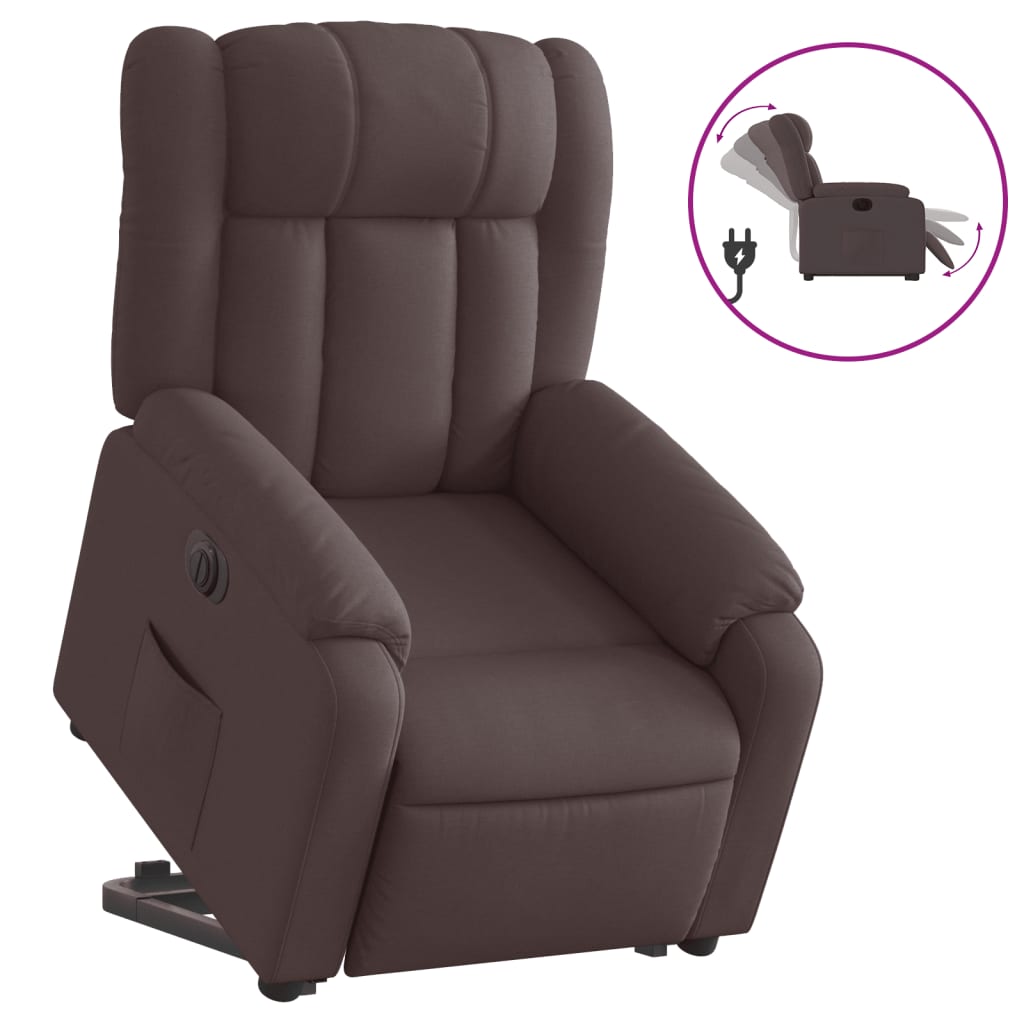 Fauteuil inclinable électrique marron foncé tissu - Xios Store SNC