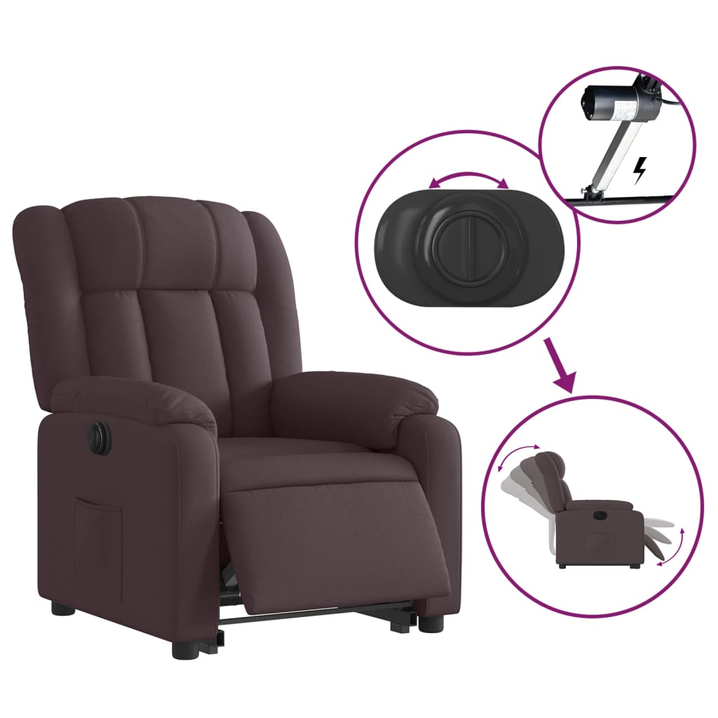 Fauteuil inclinable électrique marron foncé tissu - Xios Store SNC