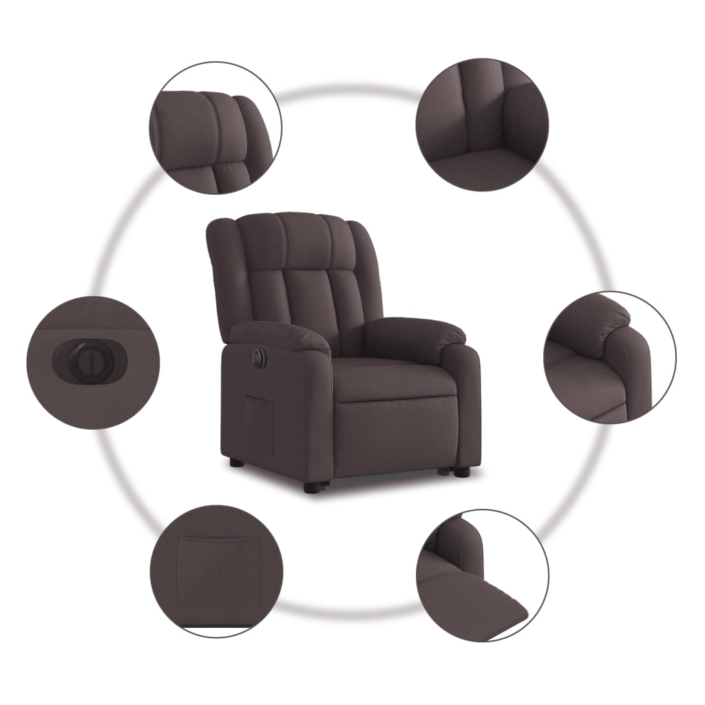 Fauteuil inclinable électrique marron foncé tissu - Xios Store SNC