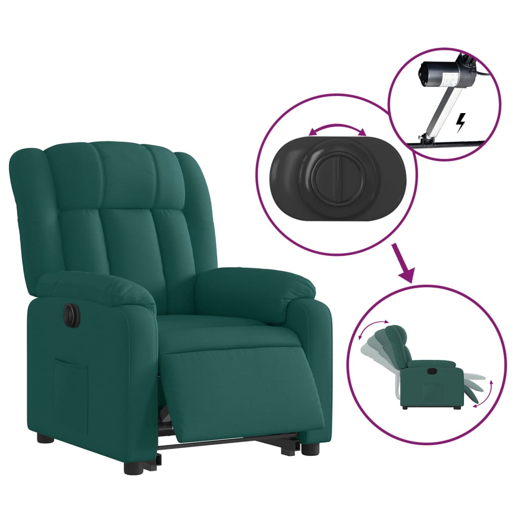 Fauteuil inclinable électrique vert foncé tissu - Xios Store SNC