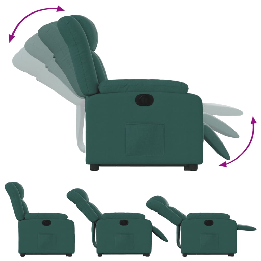 Fauteuil inclinable électrique vert foncé tissu - Xios Store SNC