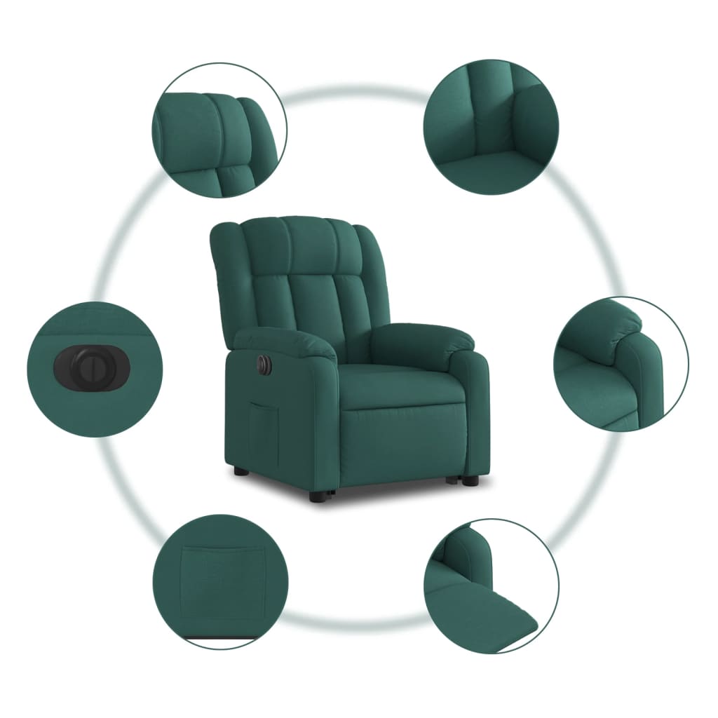 Fauteuil inclinable électrique vert foncé tissu - Xios Store SNC