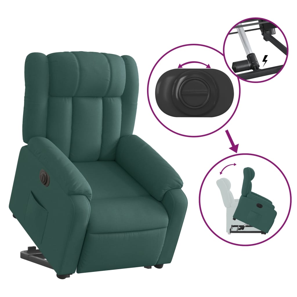 Fauteuil inclinable électrique vert foncé tissu - Xios Store SNC