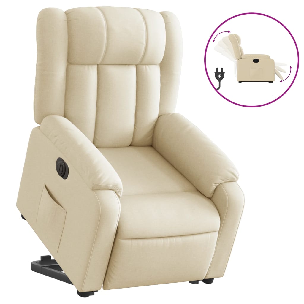 Fauteuil inclinable électrique crème tissu Fauteuils vidaXL   