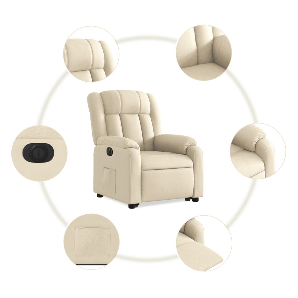 Fauteuil inclinable électrique crème tissu Fauteuils vidaXL   