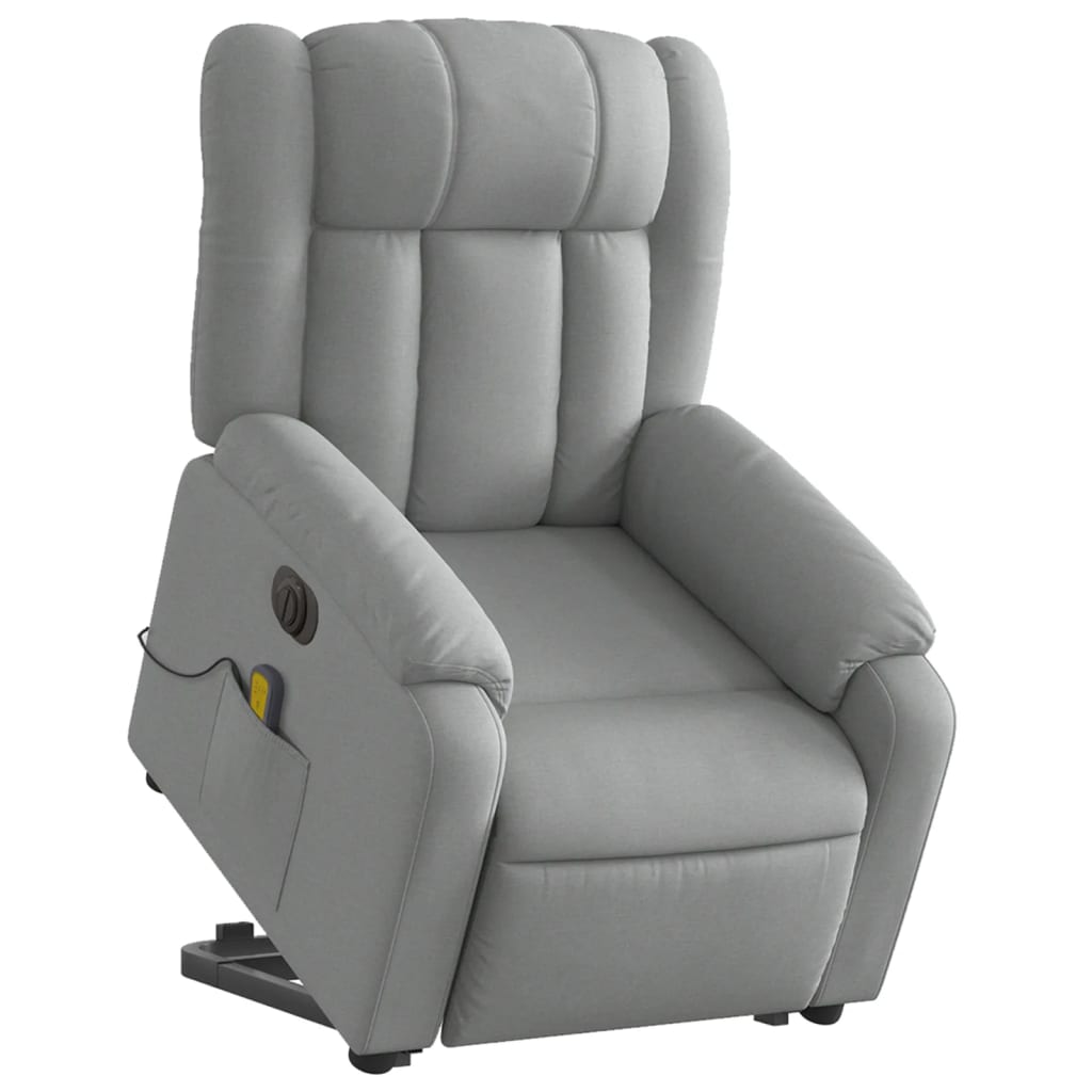 Fauteuil inclinable de massage électrique Gris clair Tissu Fauteuils vidaXL   