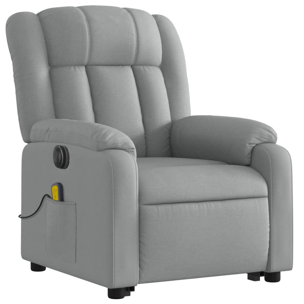 Fauteuil inclinable de massage électrique Gris clair Tissu Fauteuils vidaXL   