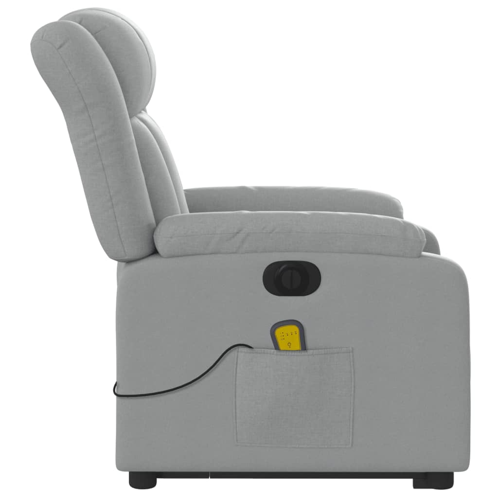 Fauteuil inclinable de massage électrique Gris clair Tissu Fauteuils vidaXL   