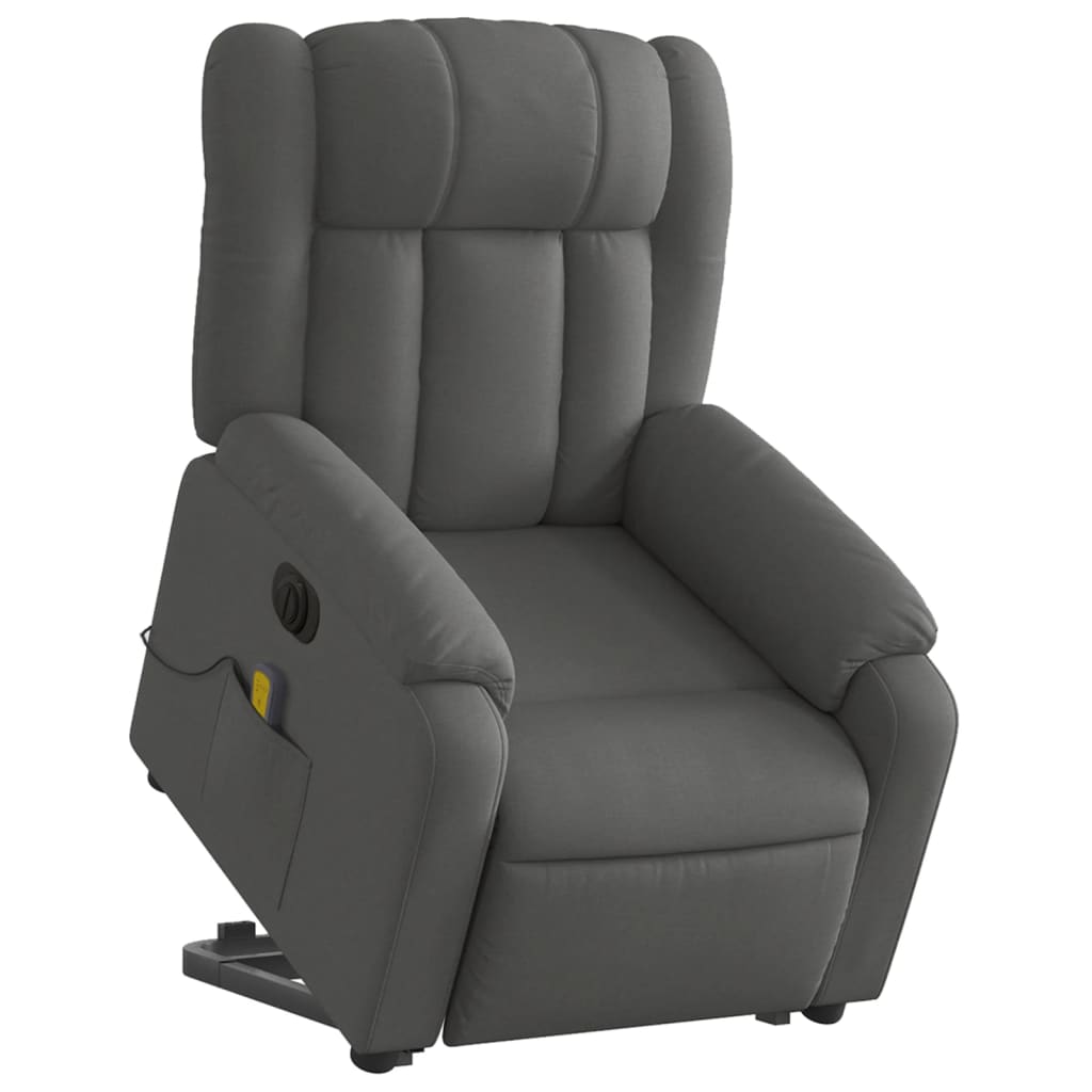 Fauteuil inclinable de massage électrique Gris foncé Tissu Fauteuils vidaXL   