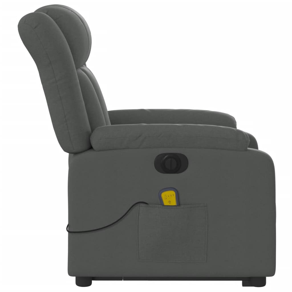 Fauteuil inclinable de massage électrique Gris foncé Tissu Fauteuils vidaXL   