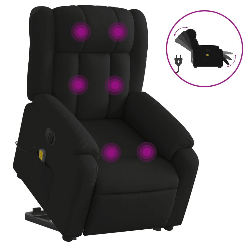 Fauteuil inclinable de massage électrique Noir Tissu Fauteuils vidaXL   