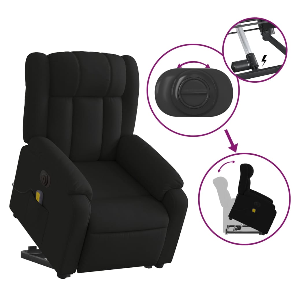 Fauteuil inclinable de massage électrique Noir Tissu Fauteuils vidaXL   