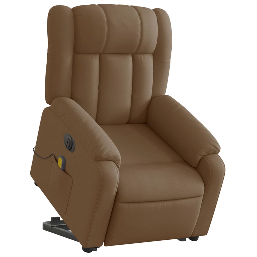 Fauteuil inclinable de massage électrique Marron Tissu Fauteuils vidaXL