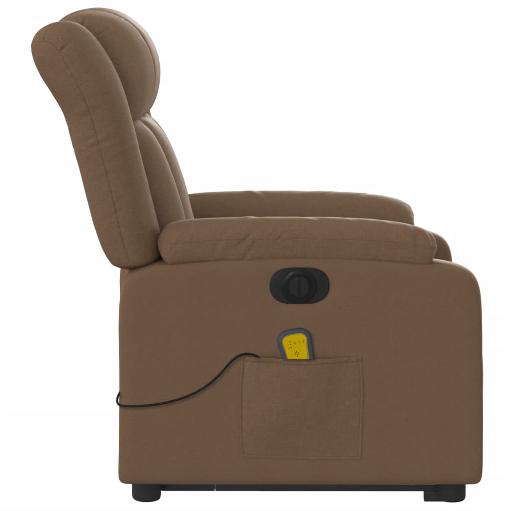 Fauteuil inclinable de massage électrique Marron Tissu Fauteuils vidaXL