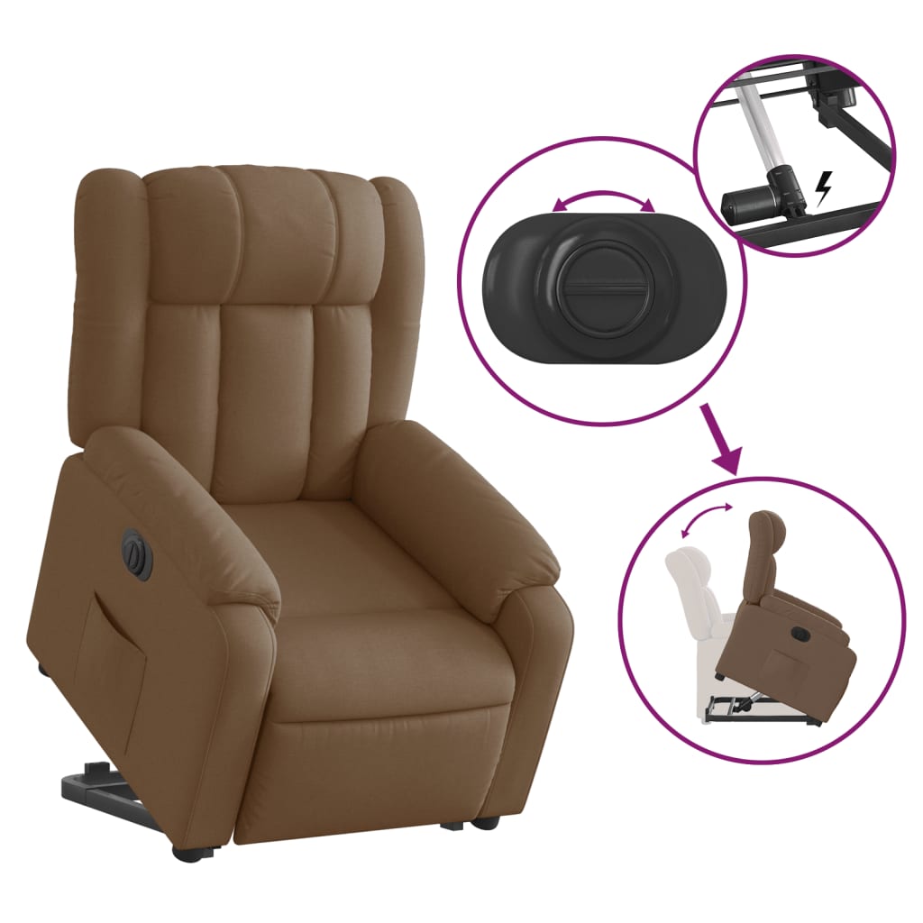 Fauteuil inclinable de massage électrique Marron Tissu Fauteuils vidaXL