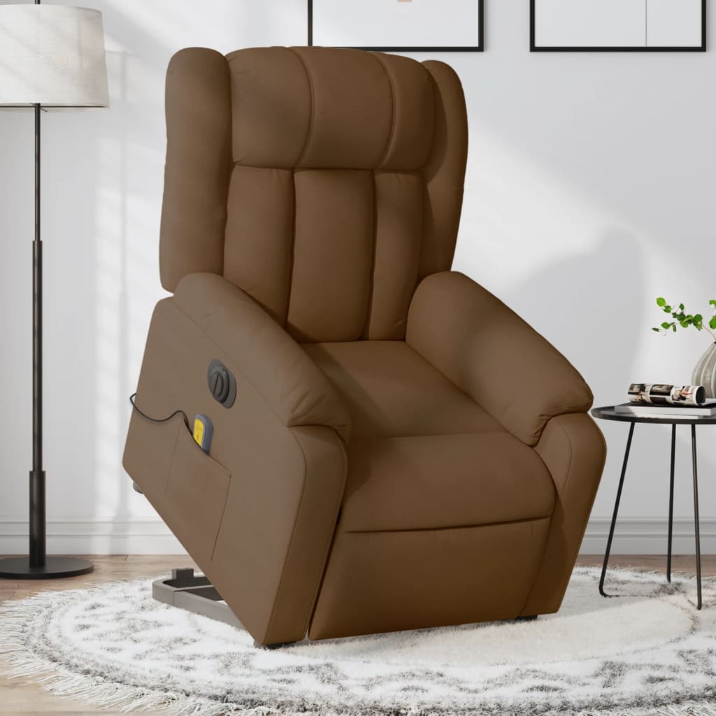 Fauteuil inclinable de massage électrique Marron Tissu Fauteuils vidaXL