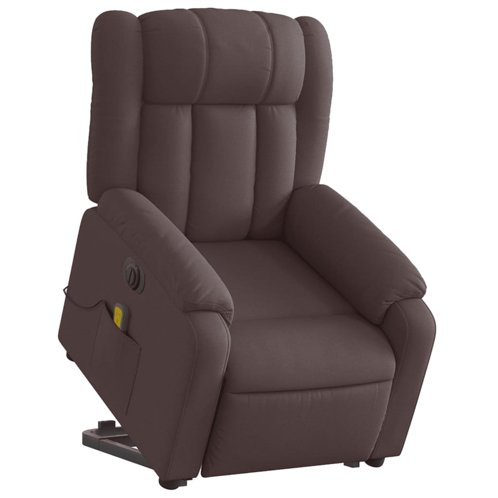 Fauteuil inclinable de massage électrique Marron foncé Tissu Fauteuils vidaXL