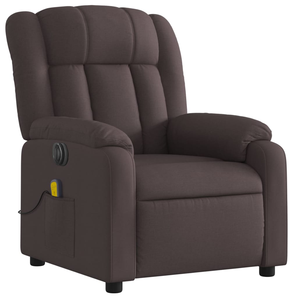 Fauteuil inclinable de massage électrique Marron foncé Tissu Fauteuils vidaXL