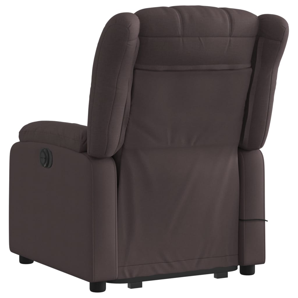 Fauteuil inclinable de massage électrique Marron foncé Tissu Fauteuils vidaXL