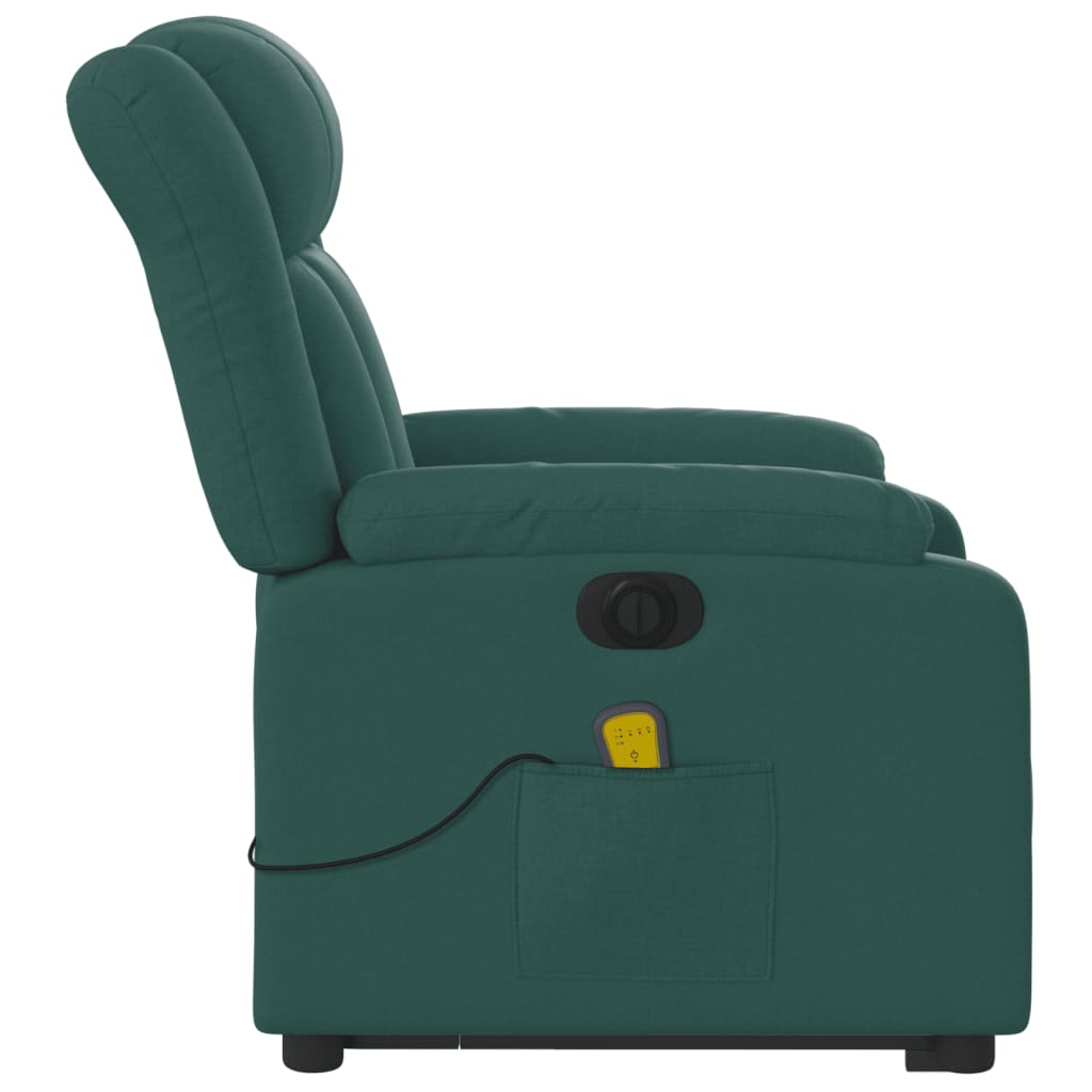 Fauteuil inclinable de massage électrique Vert foncé Tissu Fauteuils vidaXL