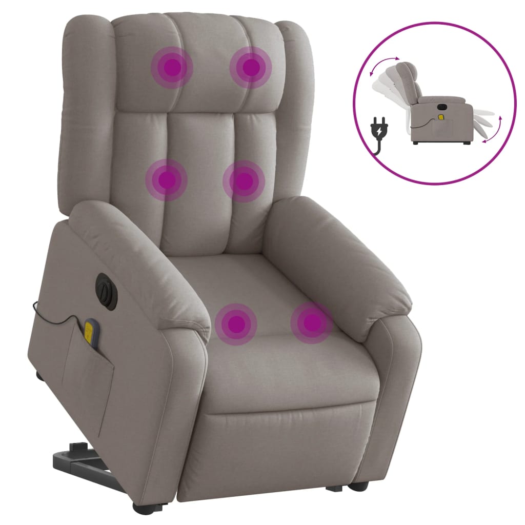 Fauteuil inclinable de massage électrique Taupe Tissu - Xios Store SNC