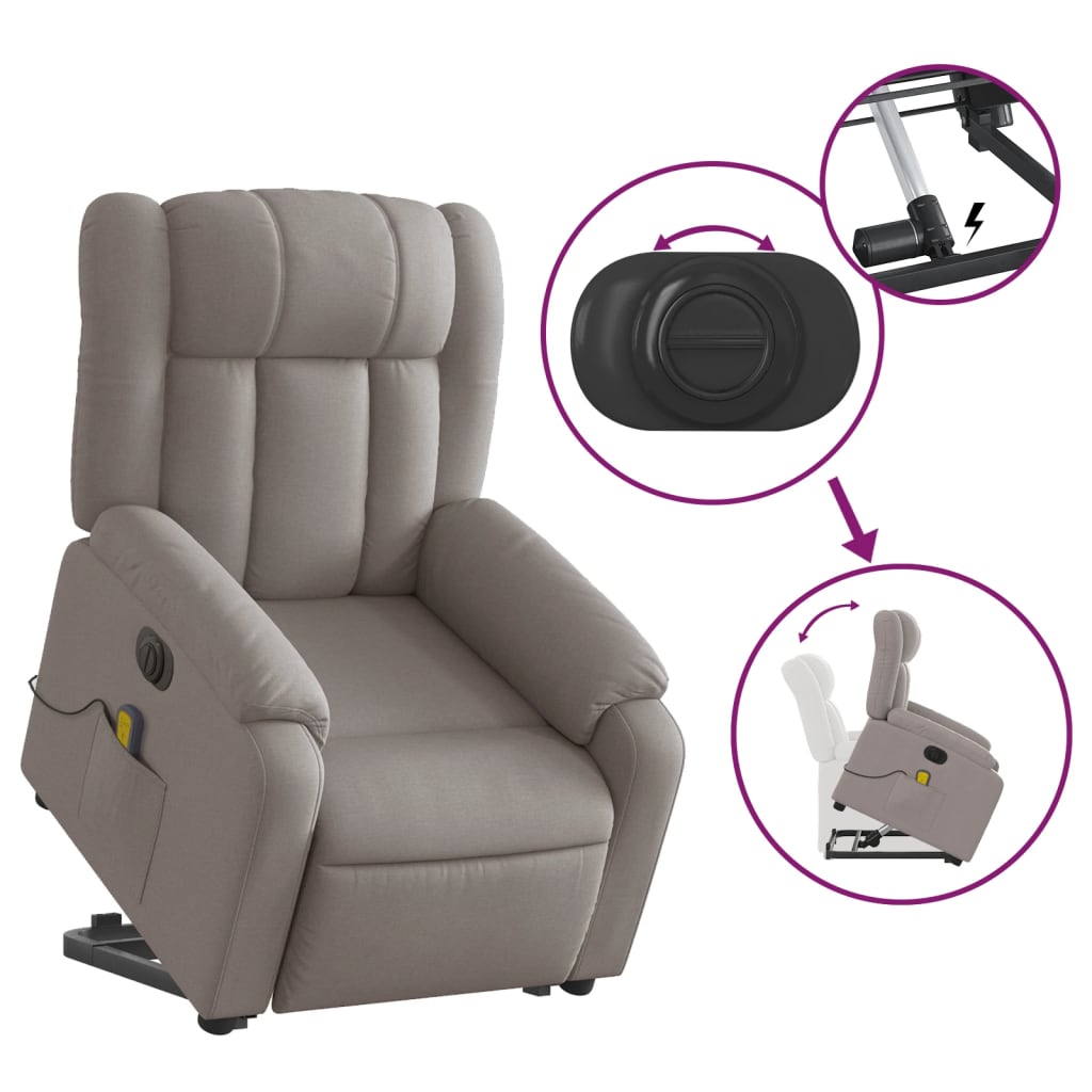 Fauteuil inclinable de massage électrique Taupe Tissu - Xios Store SNC