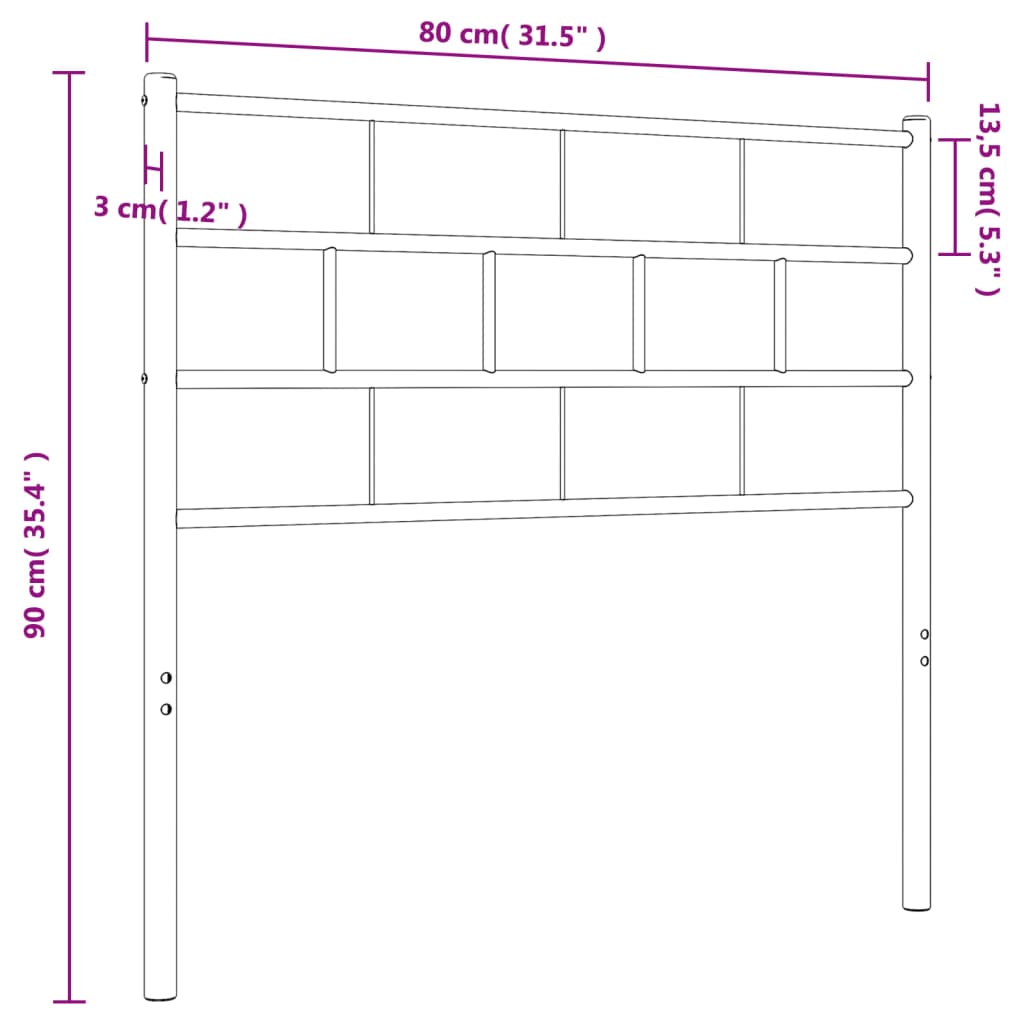 Tête de lit métal noir 75 cm Têtes et pieds de lit vidaXL   