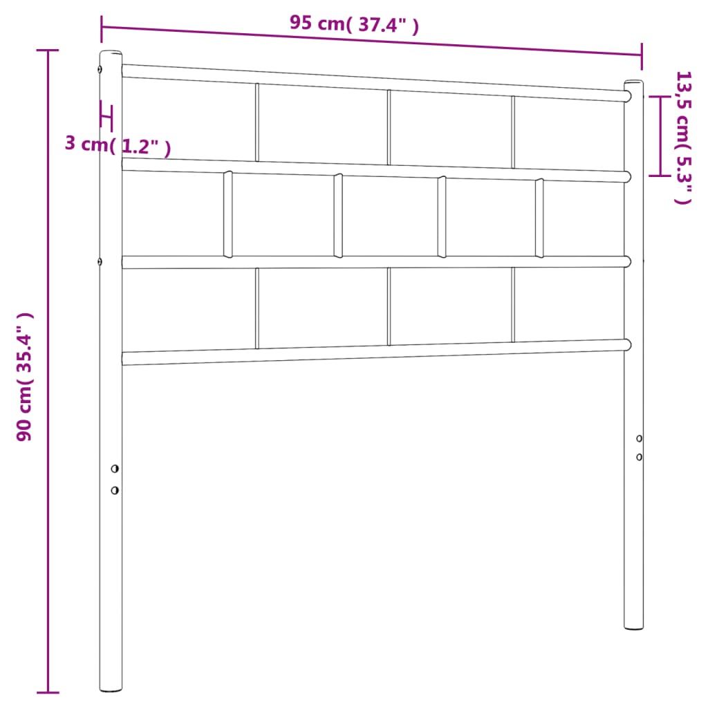 Tête de lit métal noir 90 cm Têtes et pieds de lit vidaXL   