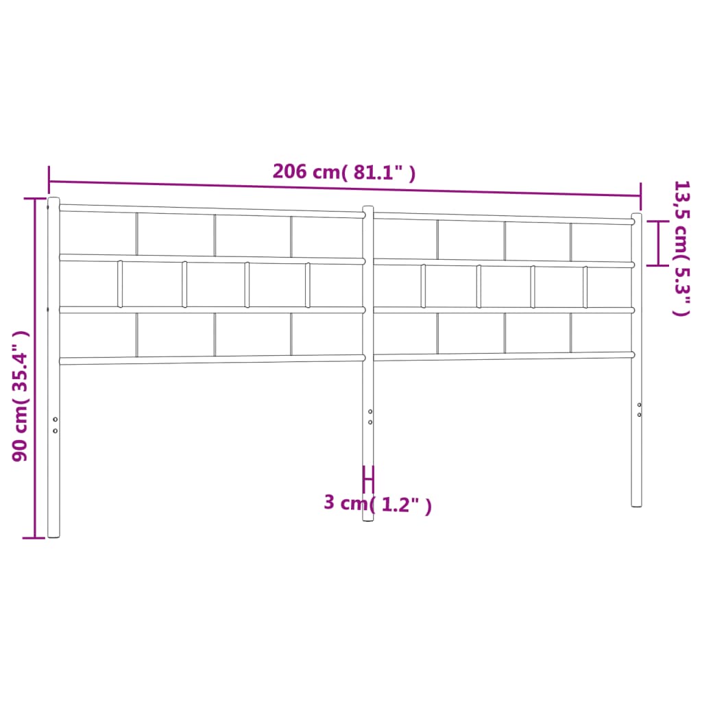 Tête de lit métal noir 200 cm Têtes et pieds de lit vidaXL   