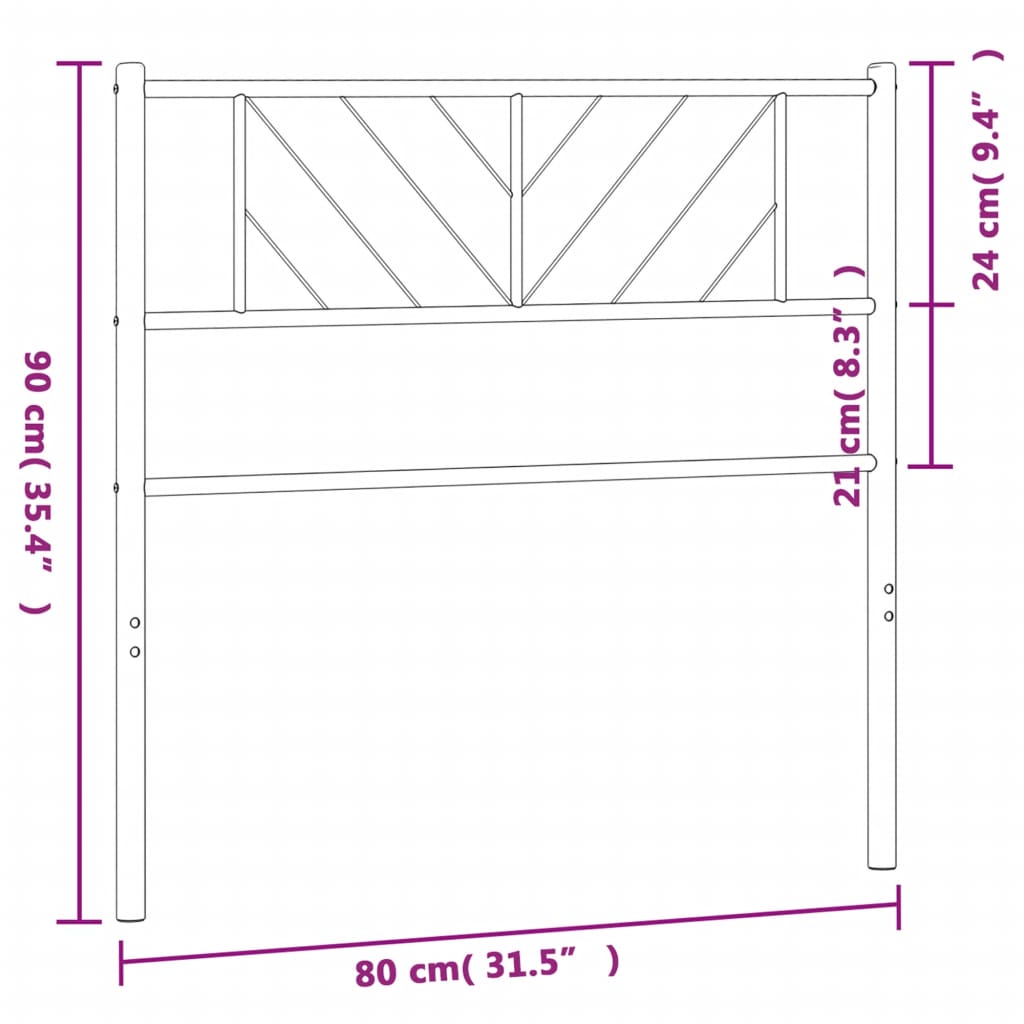 Tête de lit métal noir 75 cm Têtes et pieds de lit vidaXL   