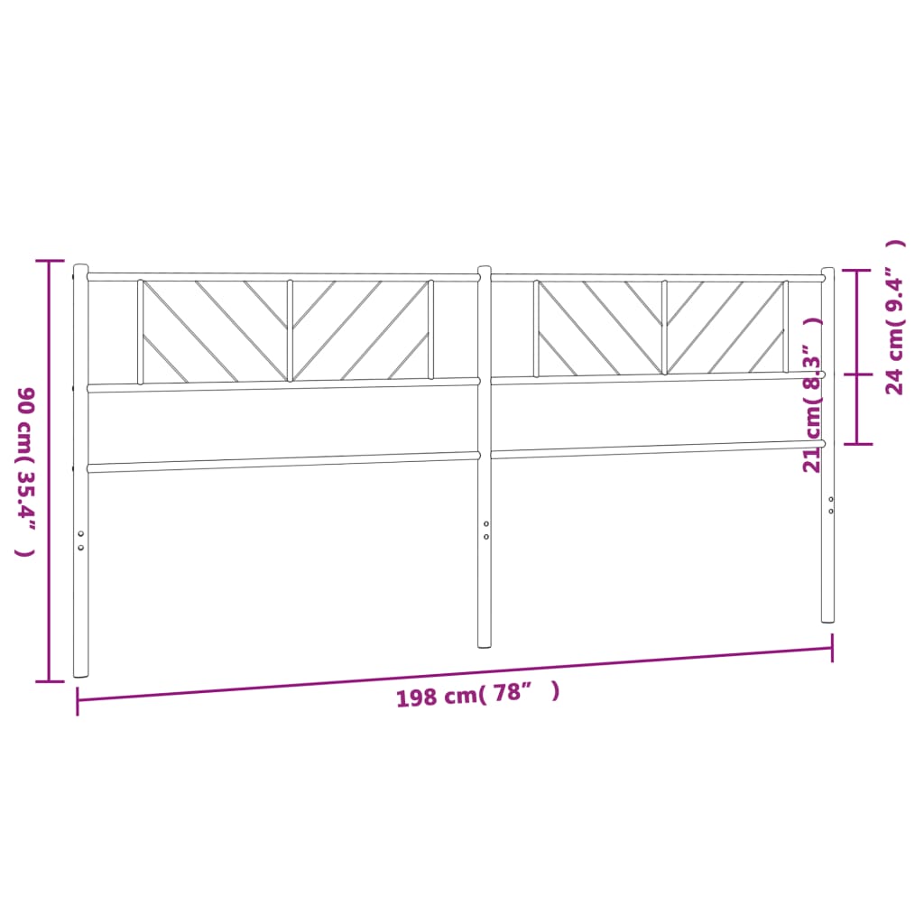 Tête de lit métal noir 193 cm Têtes et pieds de lit vidaXL   