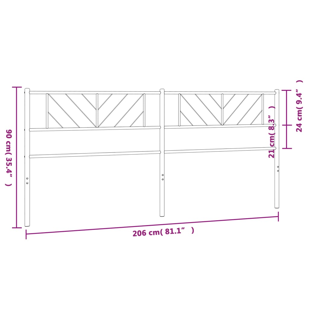 Tête de lit métal noir 200 cm Têtes et pieds de lit vidaXL   