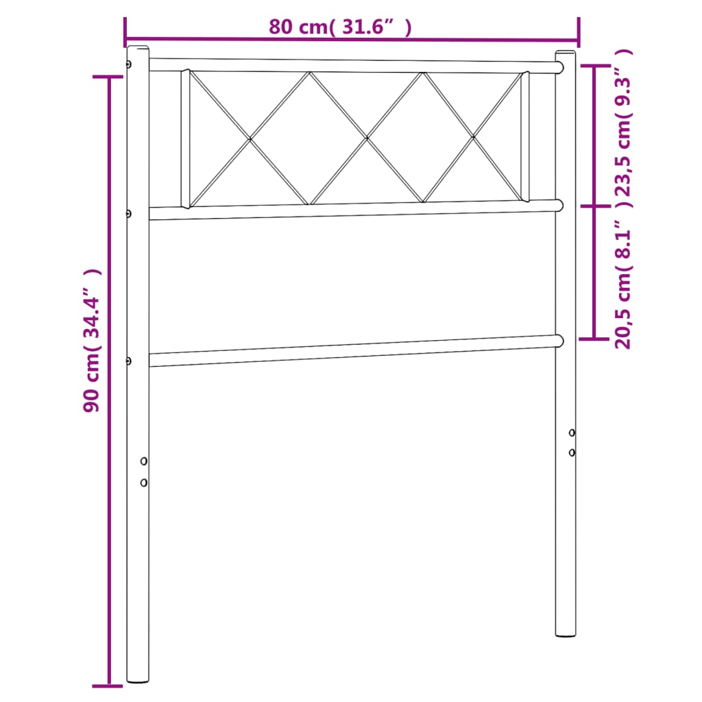 Tête de lit métal noir 75 cm Têtes et pieds de lit vidaXL   