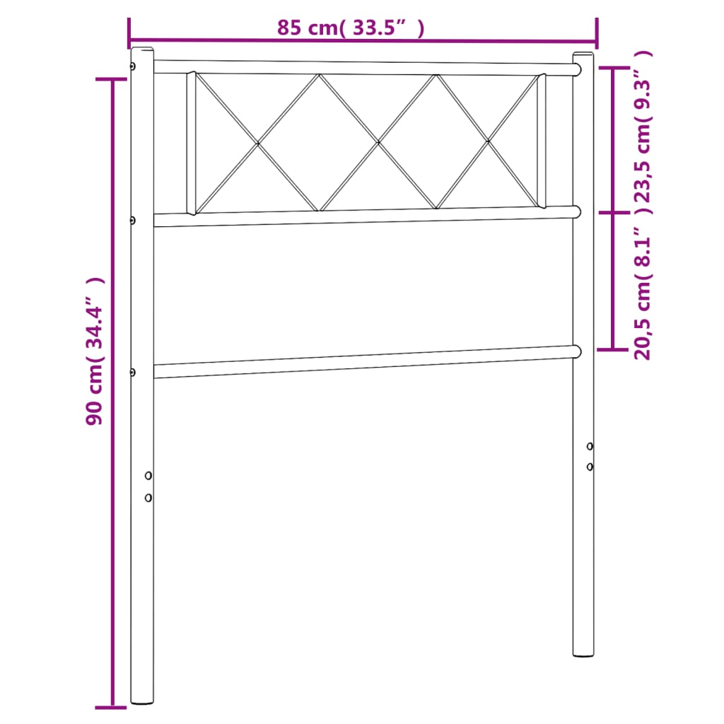 Tête de lit métal noir 80 cm Têtes et pieds de lit vidaXL   