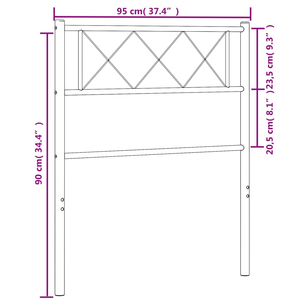 Tête de lit métal noir 90 cm Têtes et pieds de lit vidaXL