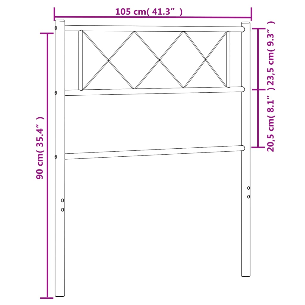 Tête de lit métal noir 100 cm Têtes et pieds de lit vidaXL   