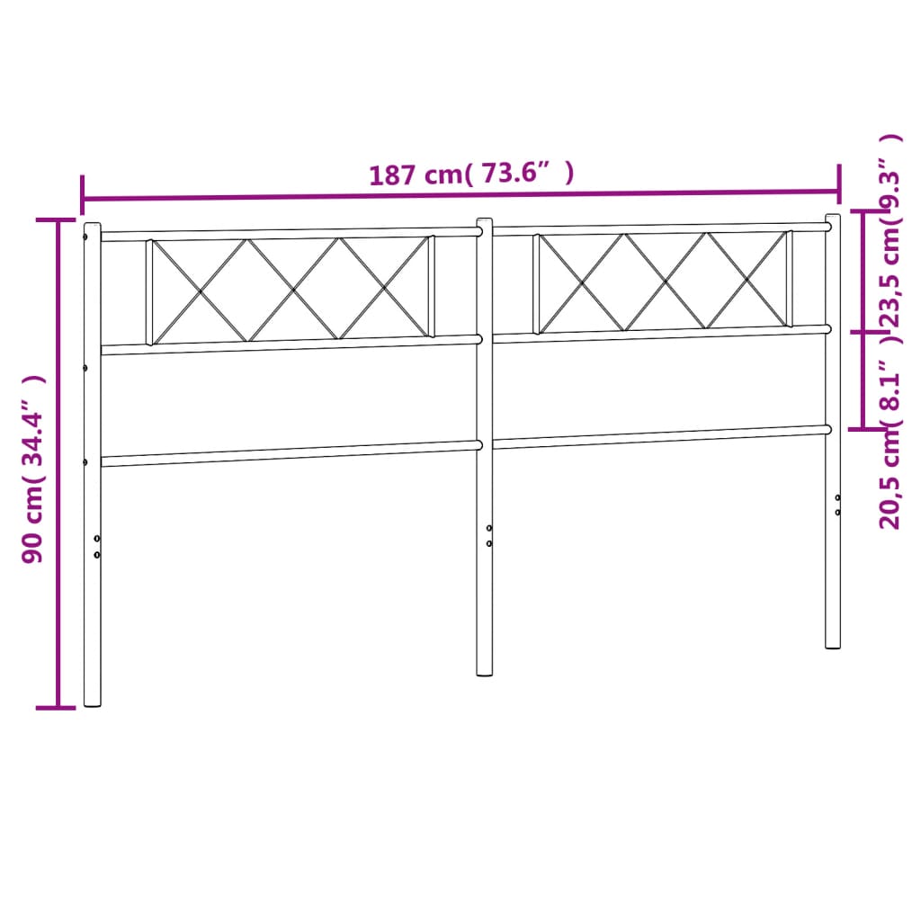 Tête de lit métal noir 180 cm Têtes et pieds de lit vidaXL   