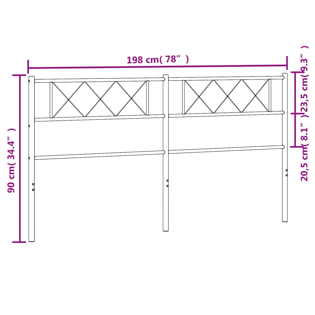 Tête de lit métal noir 193 cm Têtes et pieds de lit vidaXL   